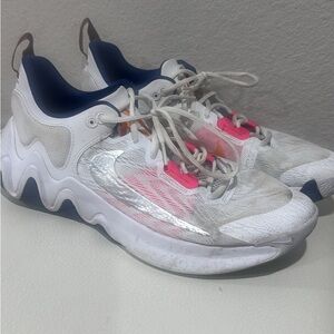 Nike White Sneakers with Pink and Orange Accents